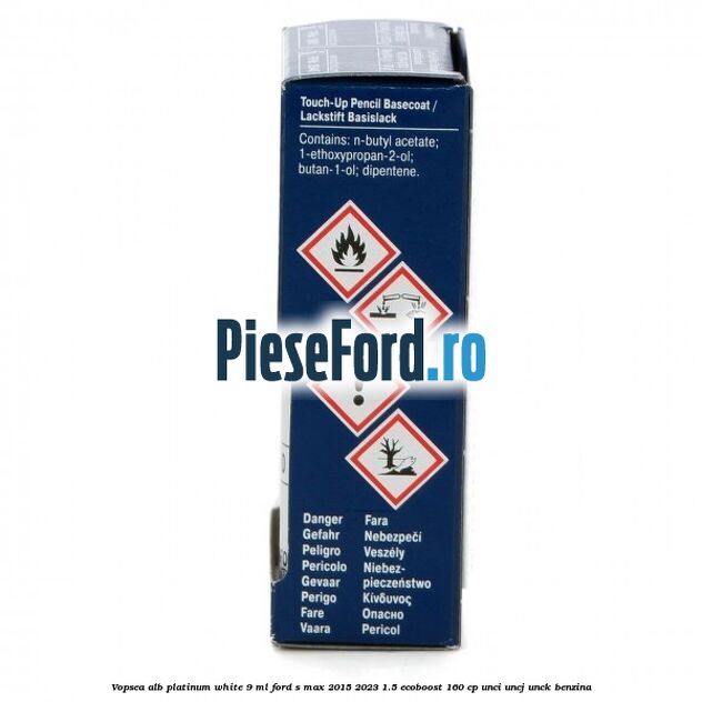 Vopsea alb Platinum White, 9 ml Ford S-Max 2015-2023 1.5 EcoBoost 160 cp UNCI, UNCJ, UNCK benzina