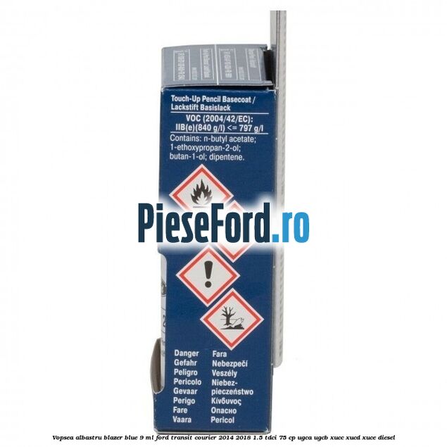 Vopsea albastru Blazer Blue, 9 ml Ford Transit Courier 2014-2018 1.5 TDCi 75 cp UGCA, UGCB, XUCC, XUCD, XUCE diesel