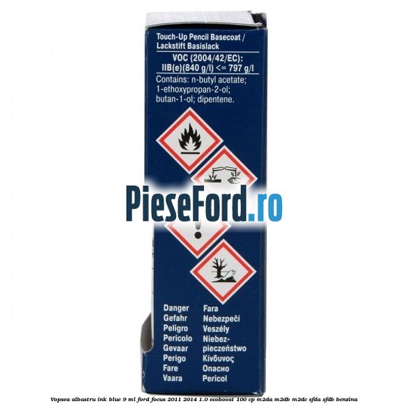 Vopsea albastru Ink Blue, 9 ml Ford Focus 2011-2014 1.0 EcoBoost 100 cp M2DA, M2DB, M2DC, SFDA, SFDB benzina