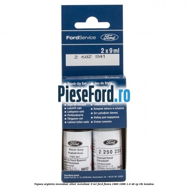 Vopsea argintiu Moondust silver metalizat, 9 ml Ford Fiesta 1989-1996 1.0 45 cp