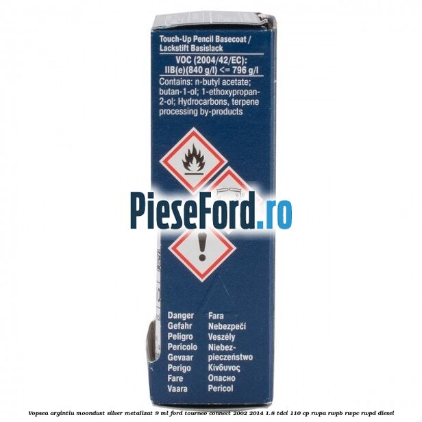 Vopsea argintiu Moondust silver metalizat, 9 ml Ford Tourneo Connect 2002-2014 1.8 TDCi 110 cp RWPA, RWPB, RWPC, RWPD diesel