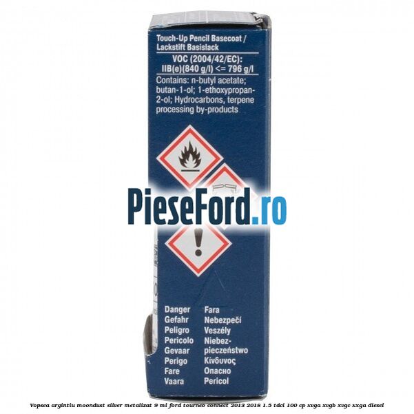 Vopsea argintiu Moondust silver metalizat, 9 ml Ford Tourneo Connect 2013-2018 1.5 TDCi 100 cp XVGA, XVGB, XVGC, XXGA diesel