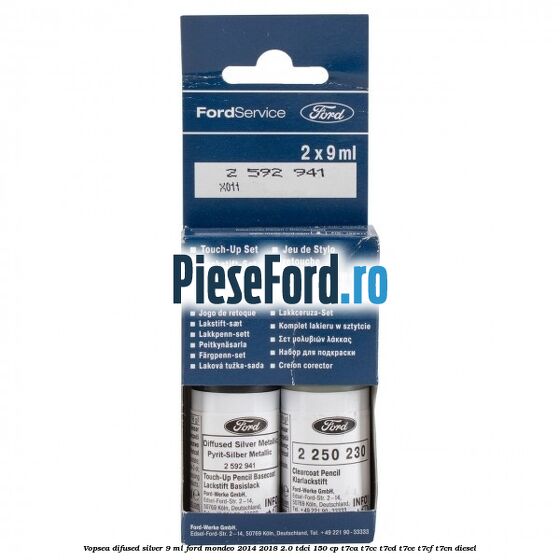 Vopsea difused silver, 9 ml Ford Mondeo 2014-2018 2.0 TDCi 150 cp T7CA, T7CC, T7CD, T7CE, T7CF, T7CN diesel