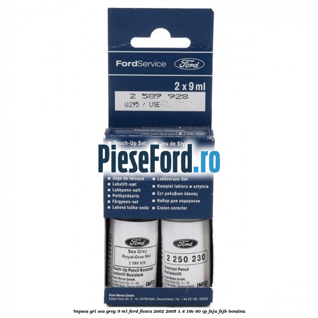 Vopsea gri Sea Grey, 9 ml Ford Fiesta 2002-2005 1.4 16V 80 cp FXJA, FXJB benzina