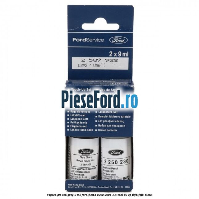 Vopsea gri Sea Grey, 9 ml Ford Fiesta 2002-2005 1.4 TDCi 68 cp F6JA, F6JB diesel