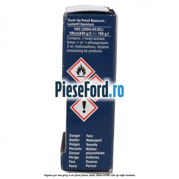 Vopsea gri Sea Grey, 9 ml Ford Fiesta 2002-2005 ST150 150 cp N4JB benzina