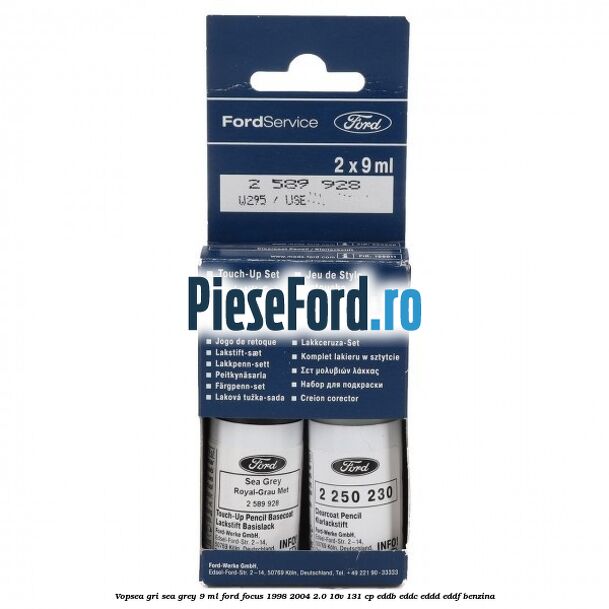Vopsea gri Sea Grey, 9 ml Ford Focus 1998-2004 2.0 16V 131 cp EDDB, EDDC, EDDD, EDDF benzina