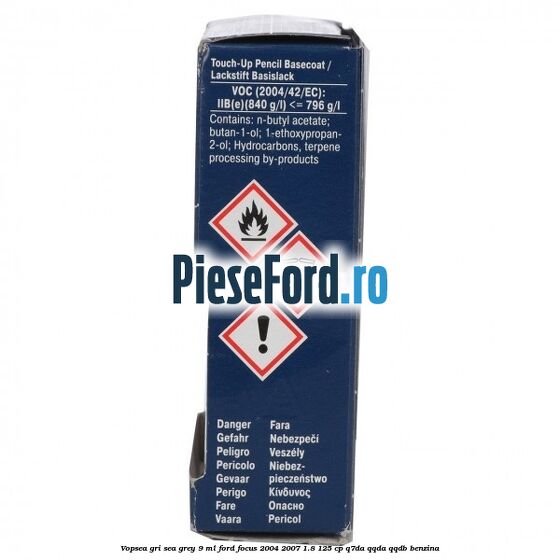 Vopsea gri Sea Grey, 9 ml Ford Focus 2004-2007 1.8 125 cp Q7DA, QQDA, QQDB benzina