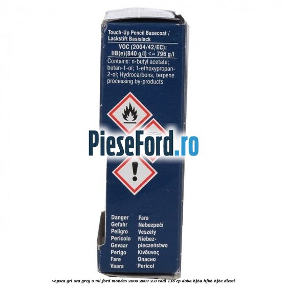 Vopsea gri Sea Grey, 9 ml Ford Mondeo 2000-2007 2.0 TDDI 115 cp D6BA, HJBA, HJBB, HJBC diesel