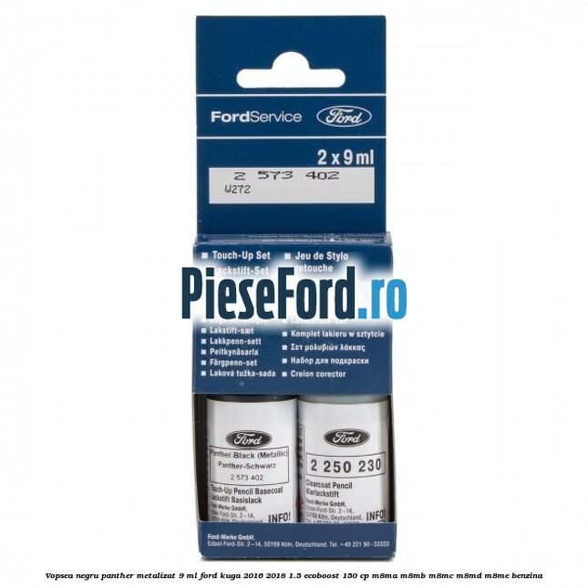 Vopsea negru Panther metalizat, 9 ml Ford Kuga 2016-2018 1.5 EcoBoost 150 cp M8MA, M8MB, M8MC, M8MD, M8ME benzina
