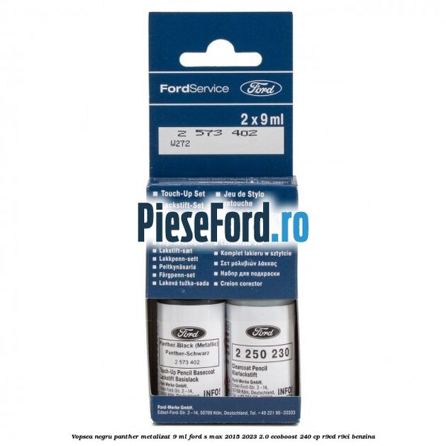 Vopsea negru Panther metalizat, 9 ml Ford S-Max 2015-2023 2.0 EcoBoost 240 cp R9CD, R9CI benzina