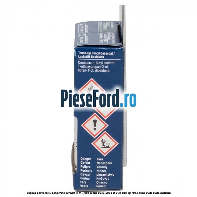 Vopsea portocaliu Tangerine Scream, 9 ml Ford Focus 2011-2014 2.0 ST 250 cp R9DA, R9DB, R9DC, R9DD benzina