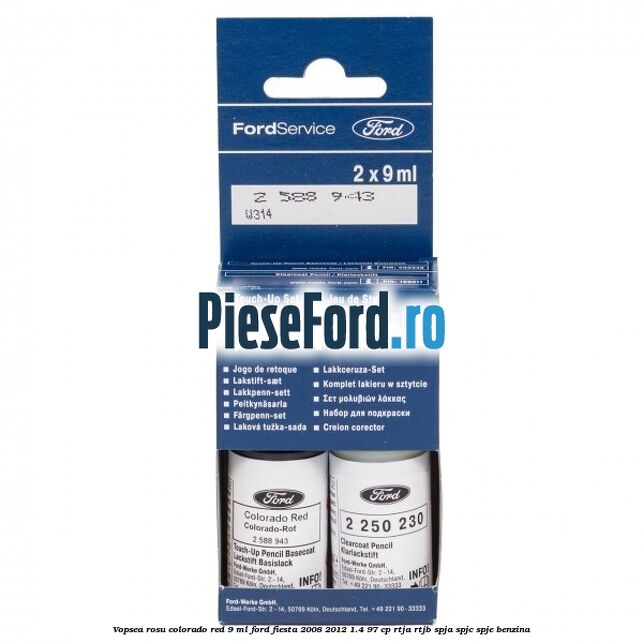 Vopsea rosu Colorado Red, 9 ml Ford Fiesta 2008-2012 1.4 97 cp