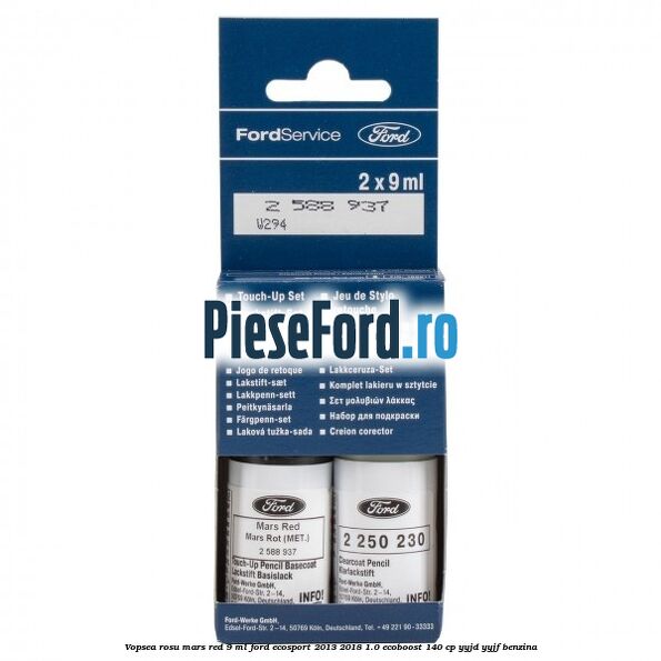 Vopsea rosu Mars Red, 9 ml Ford EcoSport 2013-2018 1.0 EcoBoost 140 cp Vopsea rosu Mars Red, 9 ml Ford EcoSport 2013-2018 1.0 EcoBoost 140 cp YYJD, YYJF benzina