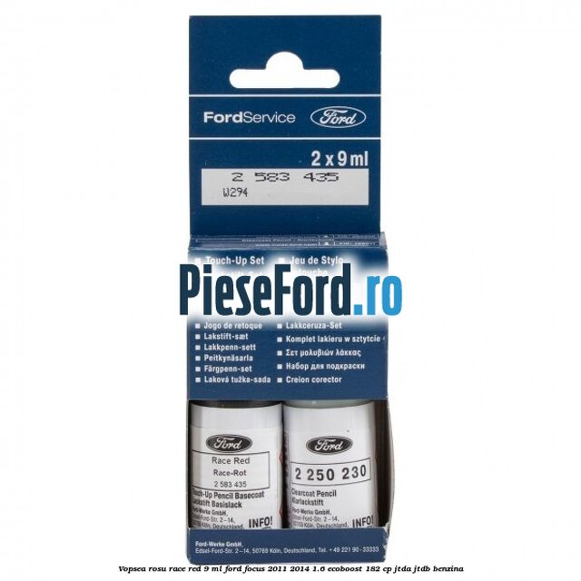 Vopsea rosu Race Red, 9 ml Ford Focus 2011-2014 1.6 EcoBoost 182 cp JTDA, JTDB benzina