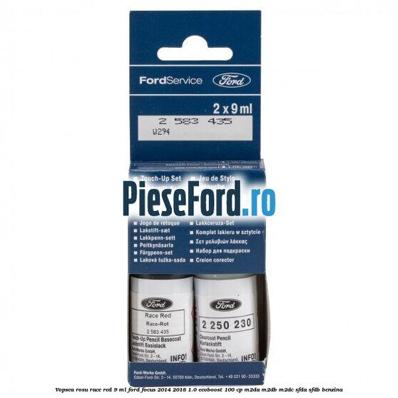 Vopsea rosu Race Red, 9 ml Ford Focus 2014-2018 1.0 EcoBoost 100 cp M2DA, M2DB, M2DC, SFDA, SFDB benzina