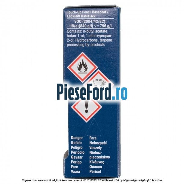 Vopsea rosu Race Red, 9 ml Ford Tourneo Connect 2019-2023 1.0 EcoBoost 100 cp Vopsea rosu Race Red, 9 ml Ford Tourneo Connect 2019-2023 1.0 EcoBoost 100 cp B3GA, M2GA, M2GB, SFCB benzina
