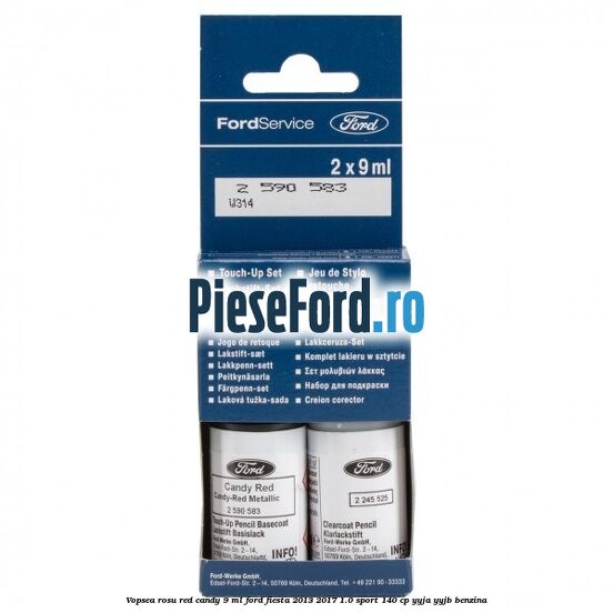 Vopsea rosu Red Candy, 9 ml Ford Fiesta 2013-2017 1.0 Sport 140 cp Vopsea rosu Red Candy, 9 ml Ford Fiesta 2013-2017 1.0 Sport 140 cp YYJA, YYJB benzina