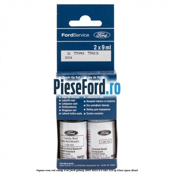 Vopsea rosu Red Candy, 9 ml Ford Galaxy 2007-2014 2.0 TDCi 115 cp KLWA, TYWA diesel