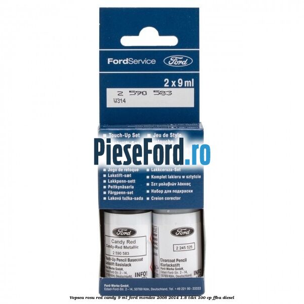 Vopsea rosu Red Candy, 9 ml Ford Mondeo 2008-2014 1.8 TDCi 100 cp FFBA diesel