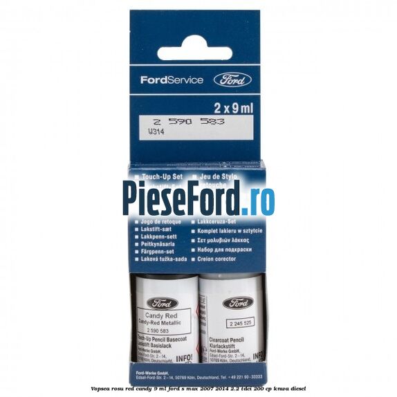 Vopsea rosu Red Candy, 9 ml Ford S-Max 2007-2014 2.2 TDCi 200 cp KNWA diesel