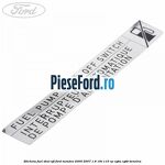 Eticheta fuel shut off Ford Mondeo 2000-2007 1.8 16V 110 cp