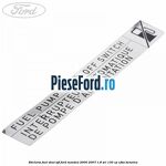 Eticheta fuel shut off Ford Mondeo 2000-2007 1.8 SCi 130 cp